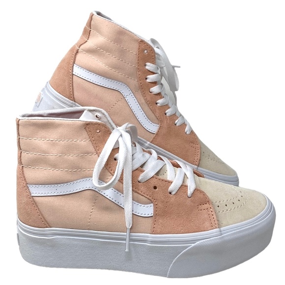 VANS Sk8-Hi Tapered Platform Shoes Skate Peach Women's Suede Canvas VN0A5JMKBOD - Picture 1 of 9